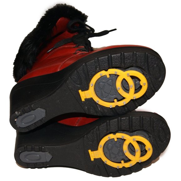 Alpi Sole Women's 36 Red Leather Black Fur Wedge Heeled Winter Boots - Picture 4 of 6